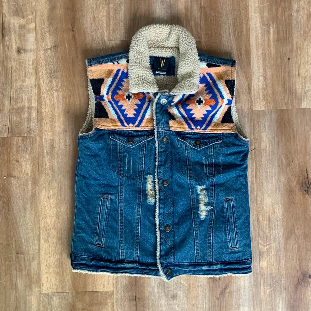 Wenjie Denim Tribal Print Vest